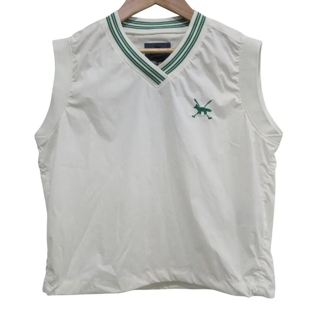 MAISON KITSUNE GOLF メゾンキツネゴルフ スクリプト ストレッチ ロゴ ナイロン ベスト S アイボリー