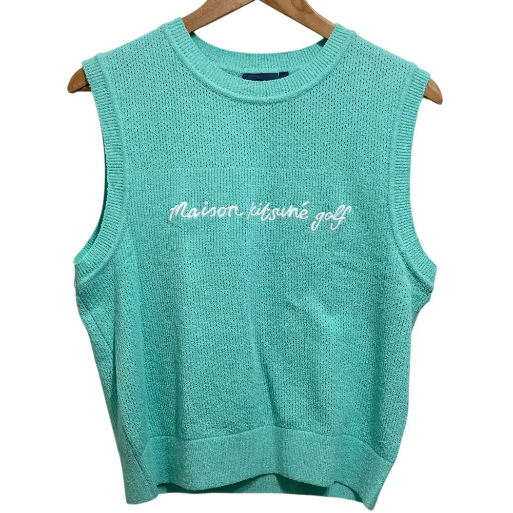 24SS Maison Kitsune GOLF メゾンキツネゴルフ ニット ベスト M ライトグリーン