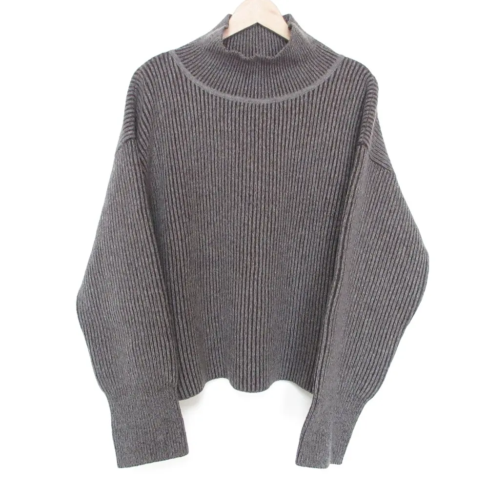 MAISON KITSUNE メゾンキツネ RIBBED PULLOVER オーバーサイズ ハイネック チャンキー リブニット セーター S ブラウン