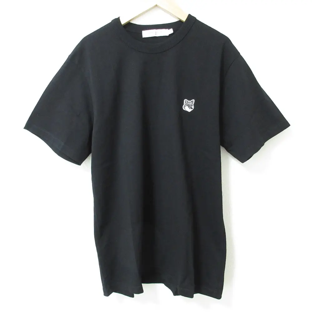 MAISON KITSUNE メゾンキツネ フォックスヘッド ワッペン 五分袖 Tシャツ カットソー サイズS ブラック