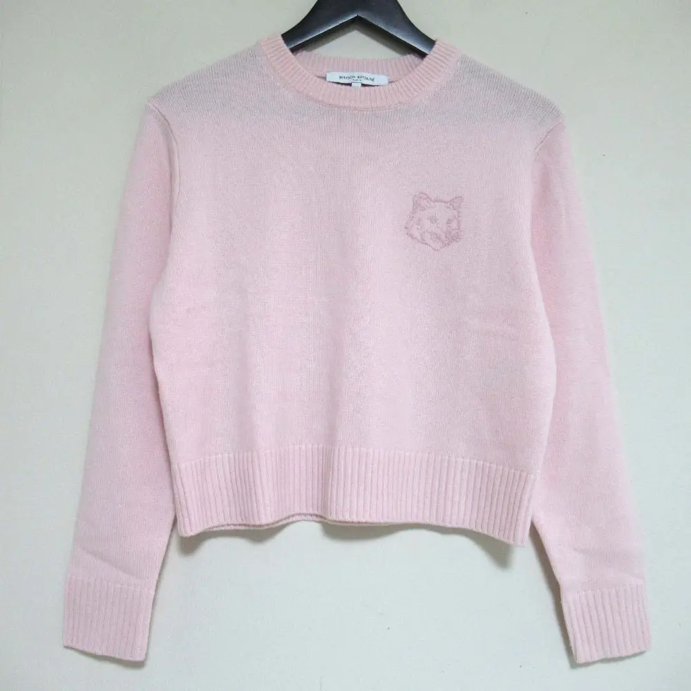 MAISON KITSUNE メゾンキツネ ウール カシミヤ エンブロイダリーロゴ 長袖 ニット セーター NW00810KT1112 XS ピンク