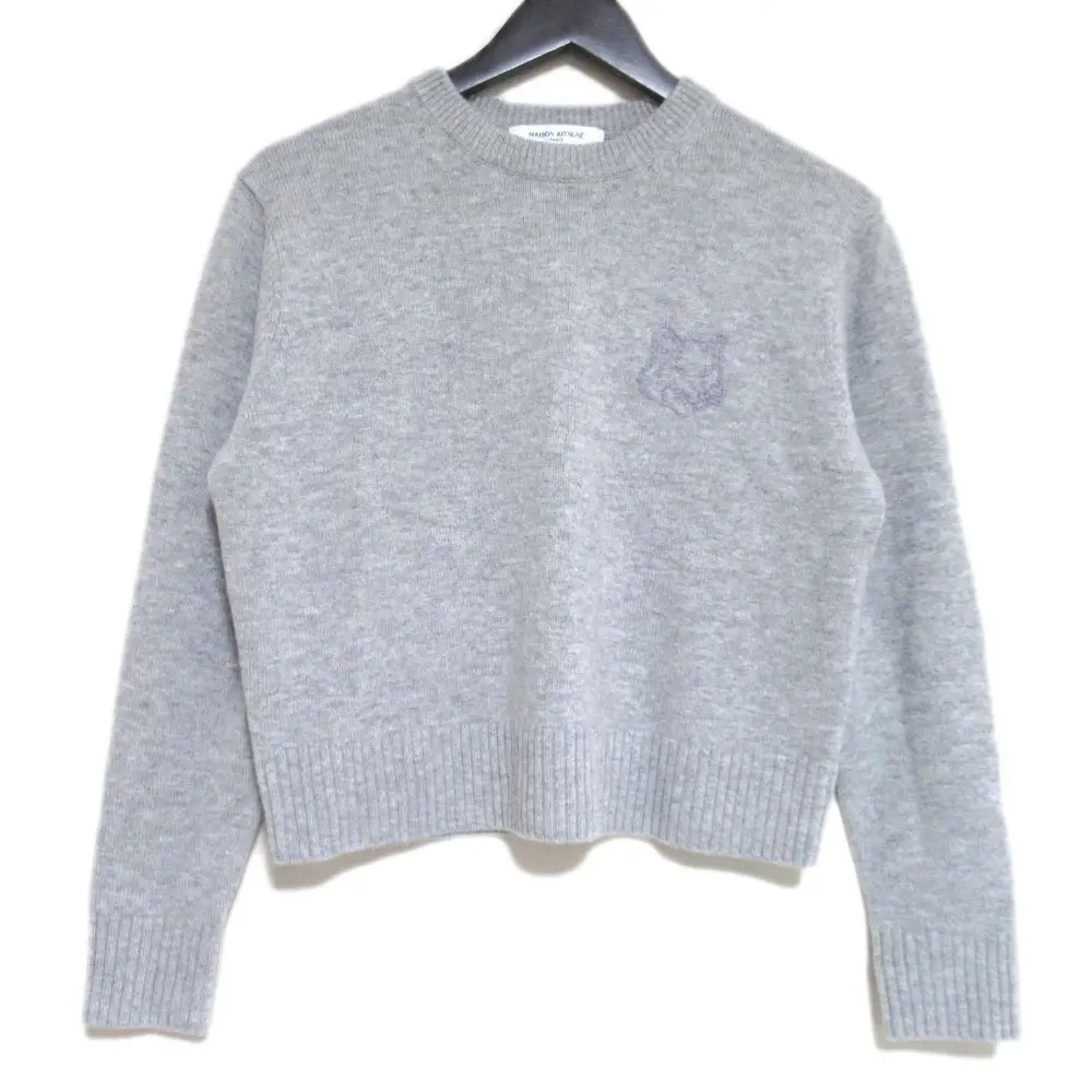 MAISON KITSUNE メゾンキツネ ウール カシミヤ エンブロイダリーロゴ ニット セーター NW00810KT1112 XS グレー