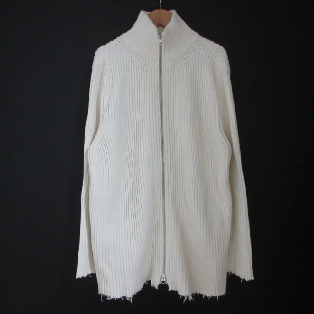 23SS MM6 Maison Margiela メゾンマルジェラ ダメージ加工 ドライバーズニット カーディガン S52GP0138 サイズS ホワイト