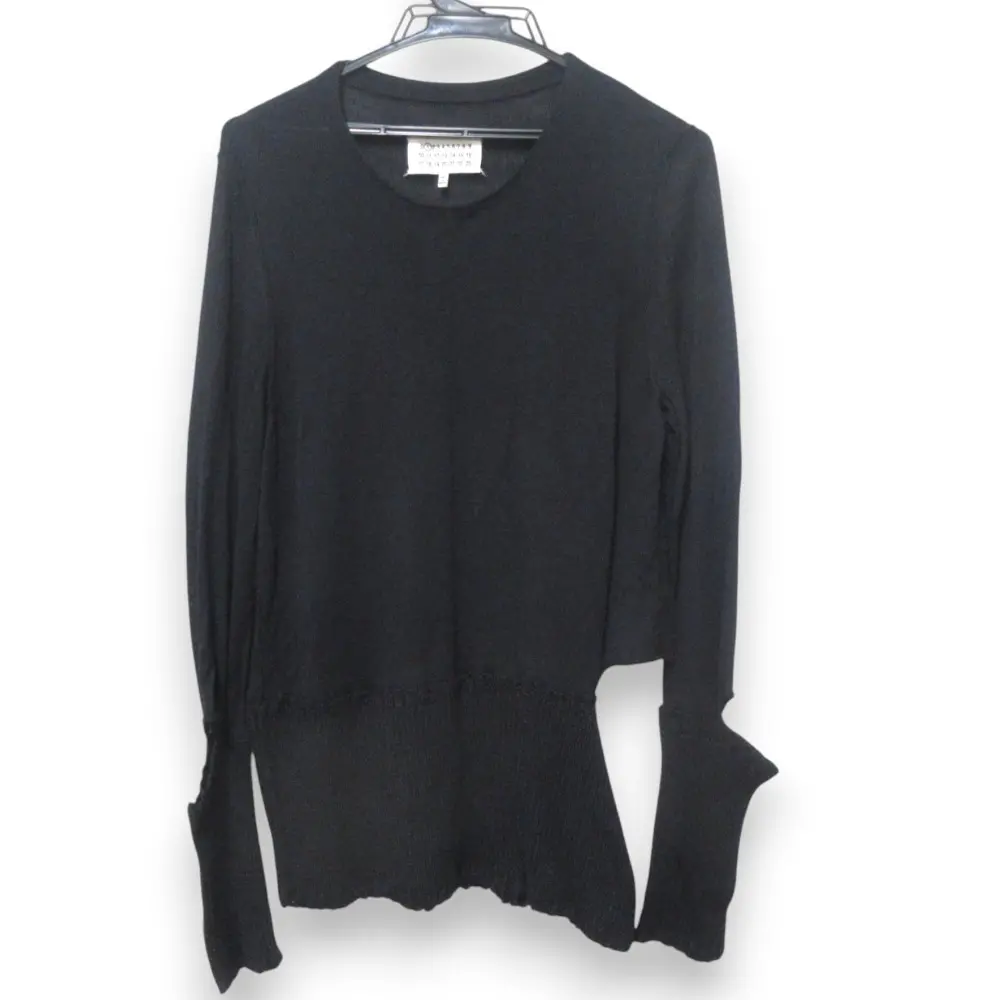 Maison Margiela メゾンマルジェラ 1 ウール 異素材ドッキング カットデザイン 長袖 ニット セーター カットソー M ブラック