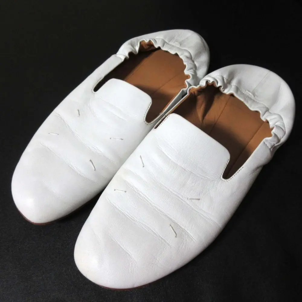 Maison Margiela 22 メゾンマルジェラ Kiki キキ 4ステッチ レザー フラットシューズ スリッポン 38サイズ 25cm相当 ホワイト