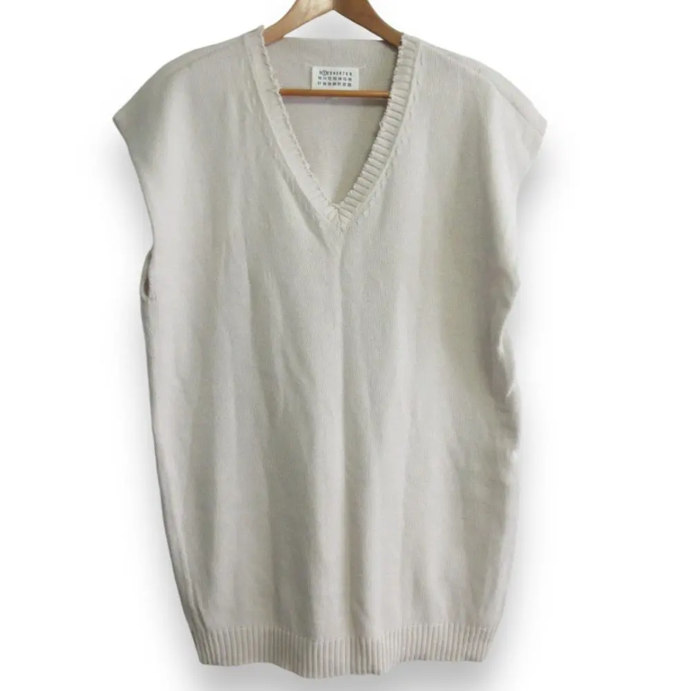 20SS Maison Margiela 1 メゾンマルジェラ フレンチスリーブ Vネック ニットベスト セーター S アイボリー系