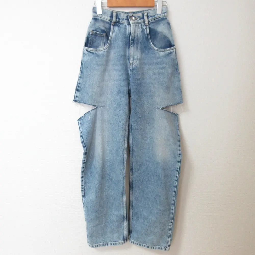 22AW Maison Margiela 1 メゾンマルジェラ 5 POCKETS カットアウト デニムパンツ スラッシュジーンズ サイズ36 ライトブルー