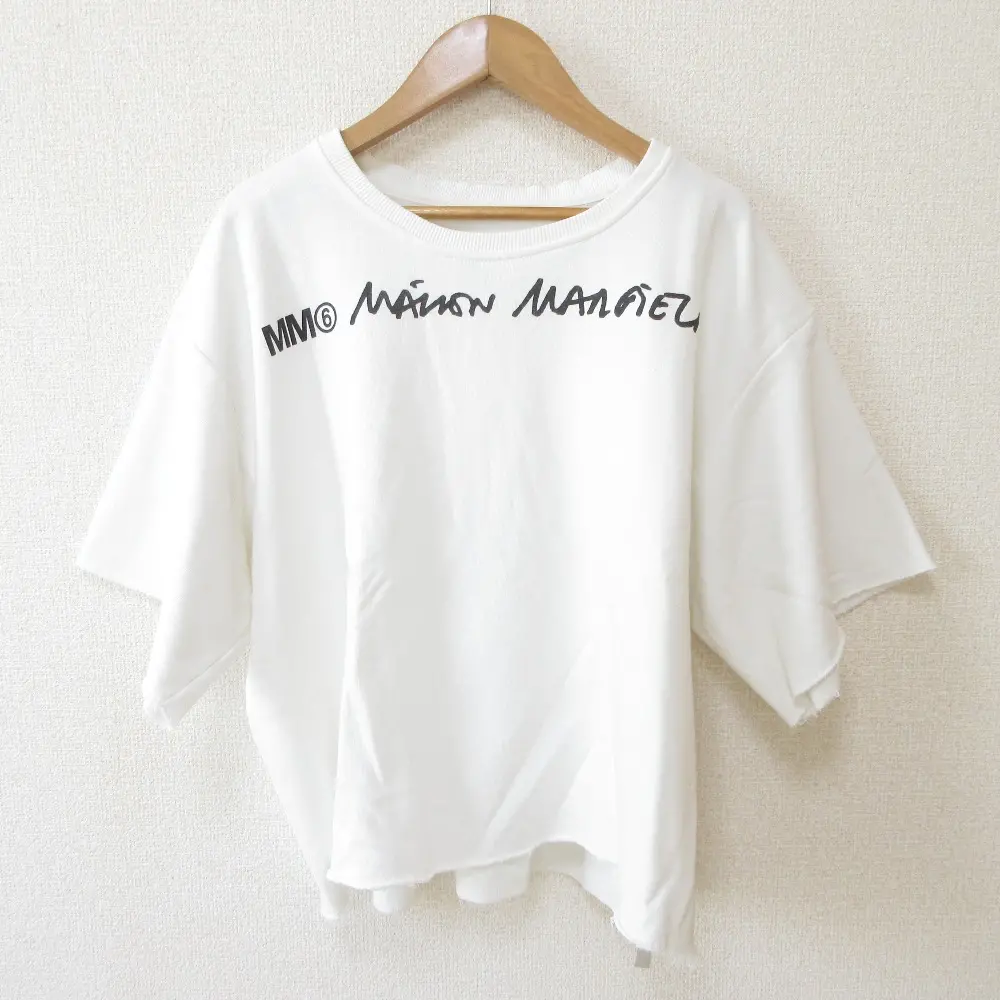 MM6 Maison Margiela エムエムシックス メゾンマルジェラ カットオフ オーバーサイズ Tシャツ スウェットカットソー S ホワイト