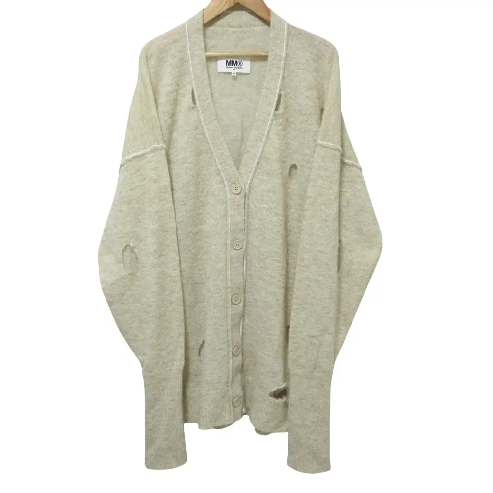 22AW MM6 Maison Margiela メゾンマルジェラ Damage knit cardigan アルパカ ダメージニット カーディガン S52HA0258 S ベージュ