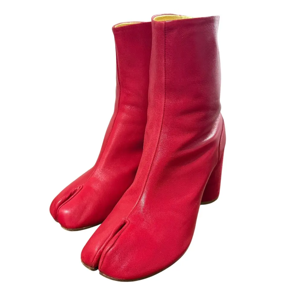 Maison Margiela メゾンマルジェラ ラムレザー tabi 足袋ブーツ ショートブーツ 39 1/2 約25.0cm レッド