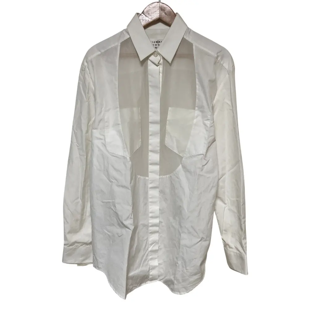 Maison Margiela4 メゾンマルジェラ4 シルク切替 ロングスリーブ ブラウス S51DL0192 サイズ38 ホワイト