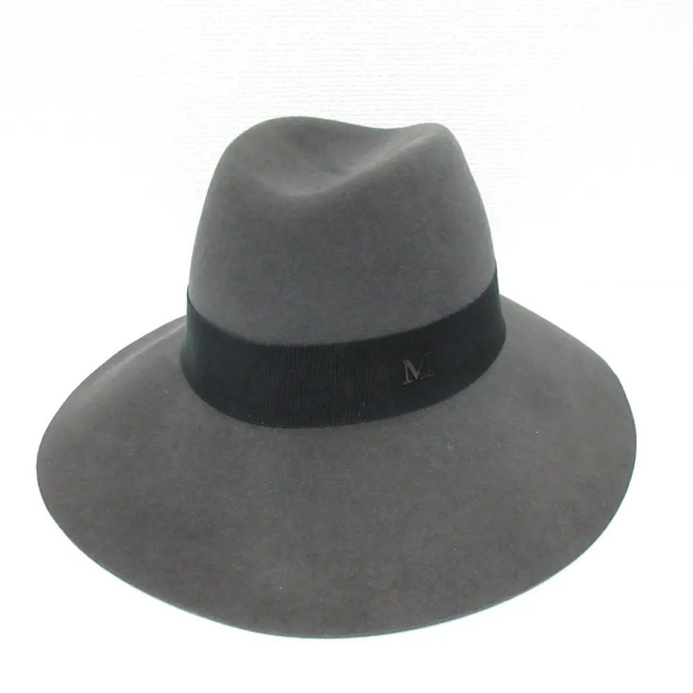 MAISON MICHEL メゾンミッシェル Mロゴ ウールハット ダークグレー