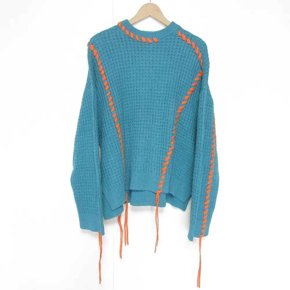 21AW MAISON SPECIAL メゾンスペシャル ステッチデザイン ニット セーター オーバーサイズ 01 ブルー