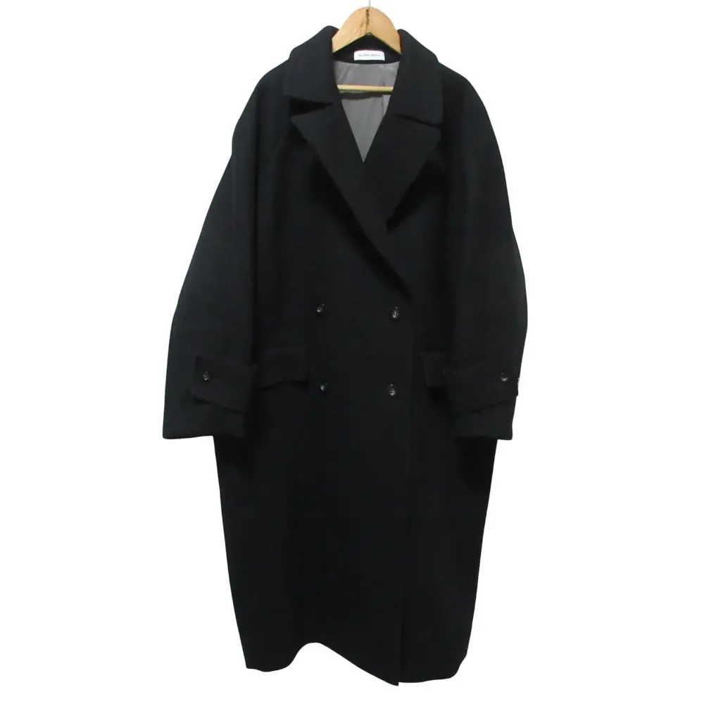 22AW MAISON SPECIAL メゾンスペシャル ダブルブレスト メルトン オーバーサイズコート M 38 ブラック
