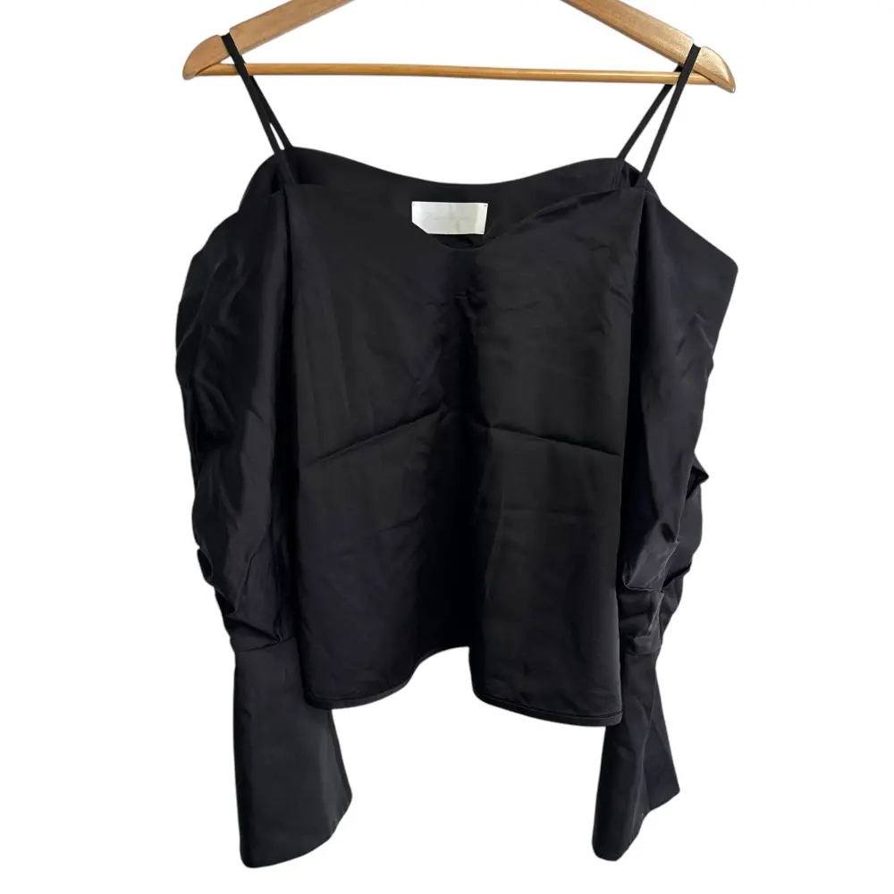 Mame Kurogouchi マメクロゴウチ 長袖 オフショルダー プルオーバー ブラウス クロップドトップス MM16AW-SH035 1 ブラック