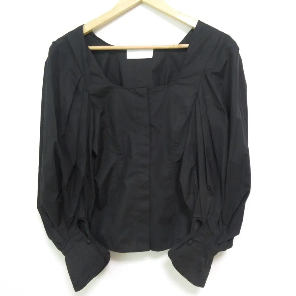 22AW Mame Kurogouchi マメクロゴウチ Square Neck Puff Sleeve Shirt スクエアネック 長袖 ブラウス シャツ 1 ブラック