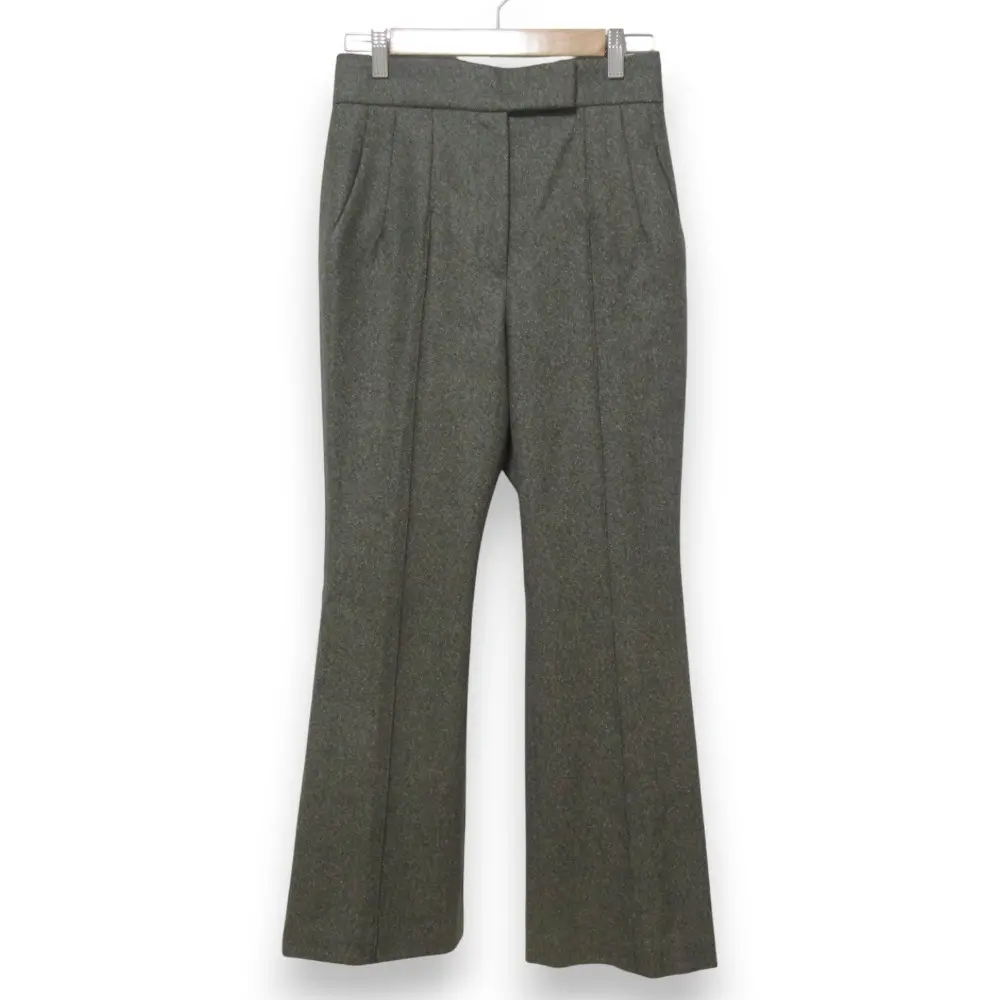 22AW Mame Kurogouchi マメクロゴウチ Melange Flannel Flared Trousers フランネルフレアトラウザーズパンツ サイズ2 グリーン