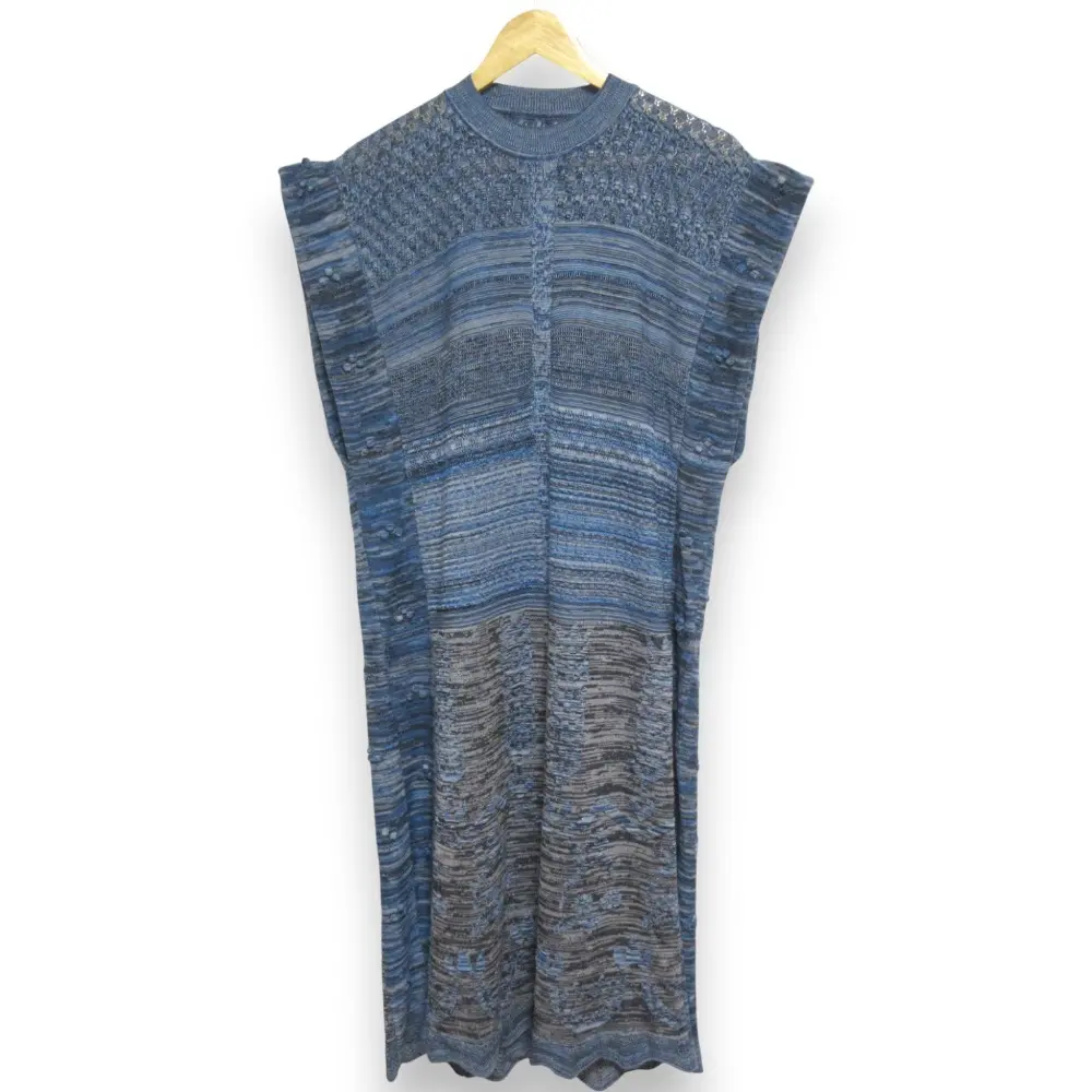 22SS Mame Kurogouchi マメクロゴウチ マルチスリーブレス ニットドレス ワンピース MM22PF-KN731 サイズ1 ブルー系