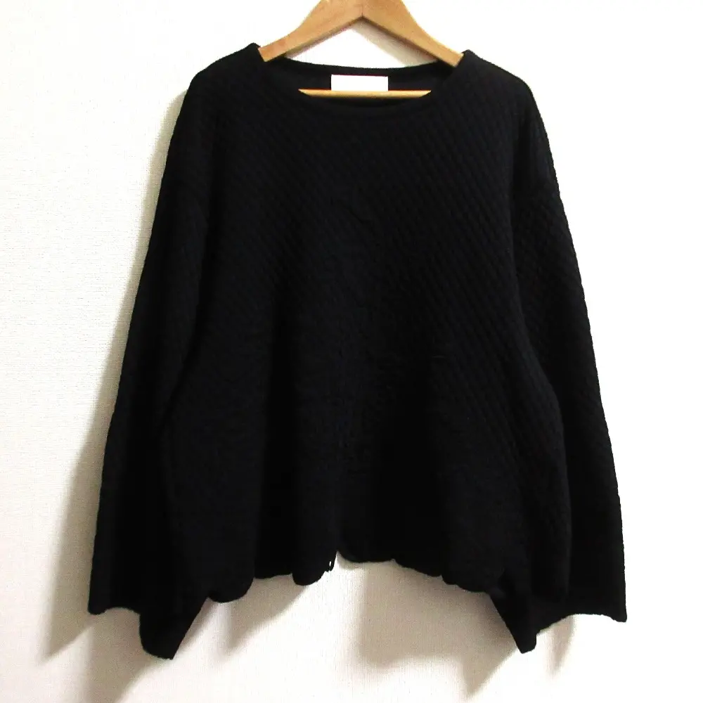 22SS MameKurogouchi マメクロゴウチ Scallop Cut Knitted Pullover スカラップカットニットプルオーバー MM21SS-KN029 ブラック