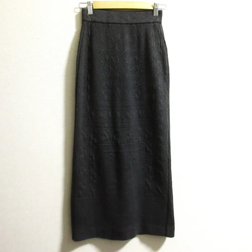 24SS Mame Kurogouchi マメクロゴウチ Floral Pattern Jacquard Washed Knitted Skirt スカート MM24SS-KN040 サイズ1 グレー