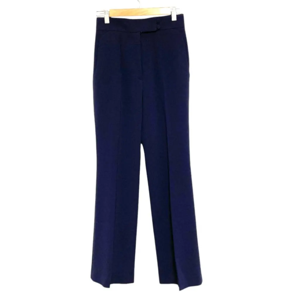 25SS Mame Kurogouchi マメクロゴウチ Acetate Polyester High Waisted Center Creased Suit Trousers パンツ サイズ1 ネイビー