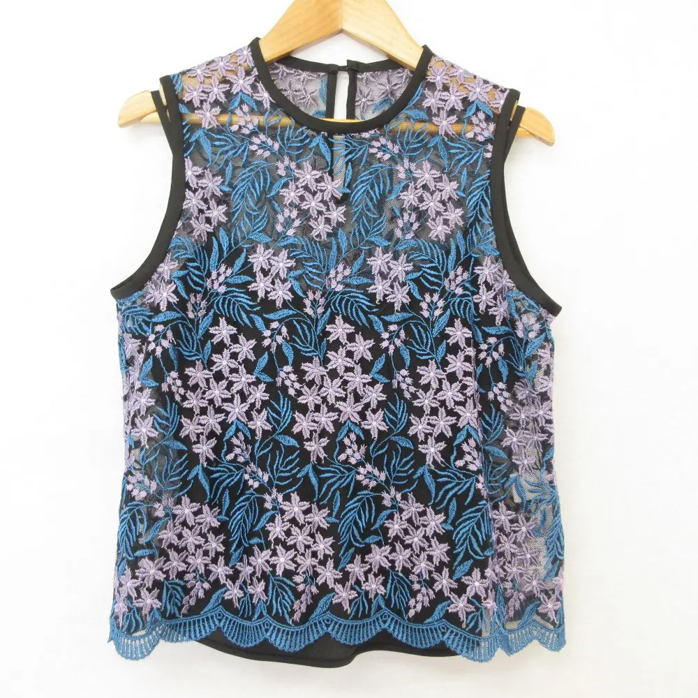 Mame Kurogouchi マメクロゴウチ Tulle Embroidered & Scalloped Tops ブラウス MM17SS-SH012 サイズ1 パープル ブルー