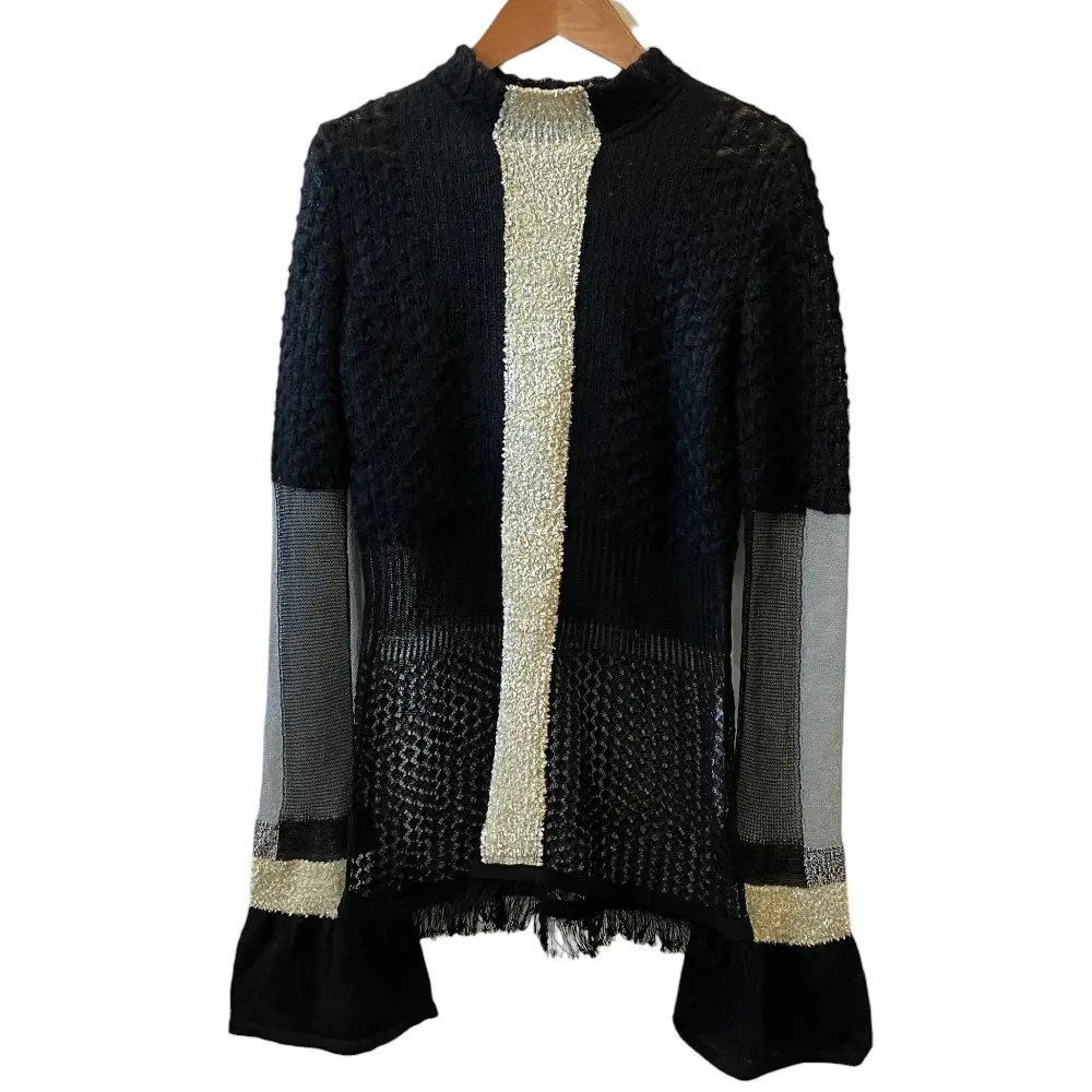 Mame Kurogouchi マメクロゴウチ Lame Line Jacquard Knit Pullover ニットトップス MM19AW-KN035 サイズ2 ブラックの買取実績【2026年4月買取】