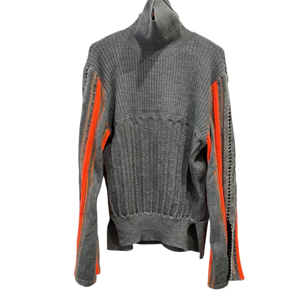 Mame Kurogouchi マメクロゴウチ Stripe HAMAGURI ニットプルオーバー セーター MM19AW-KN027 サイズ2 グレー