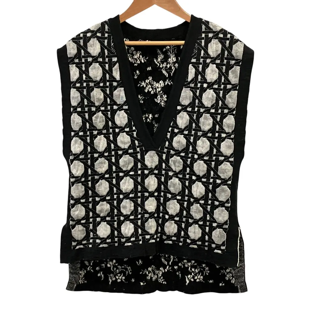 Mame Kurogouchi マメクロゴウチ Reversible Kintted Vest リバーシブル ジャガード ニットベスト MM20FW-KN012 2 ブラック