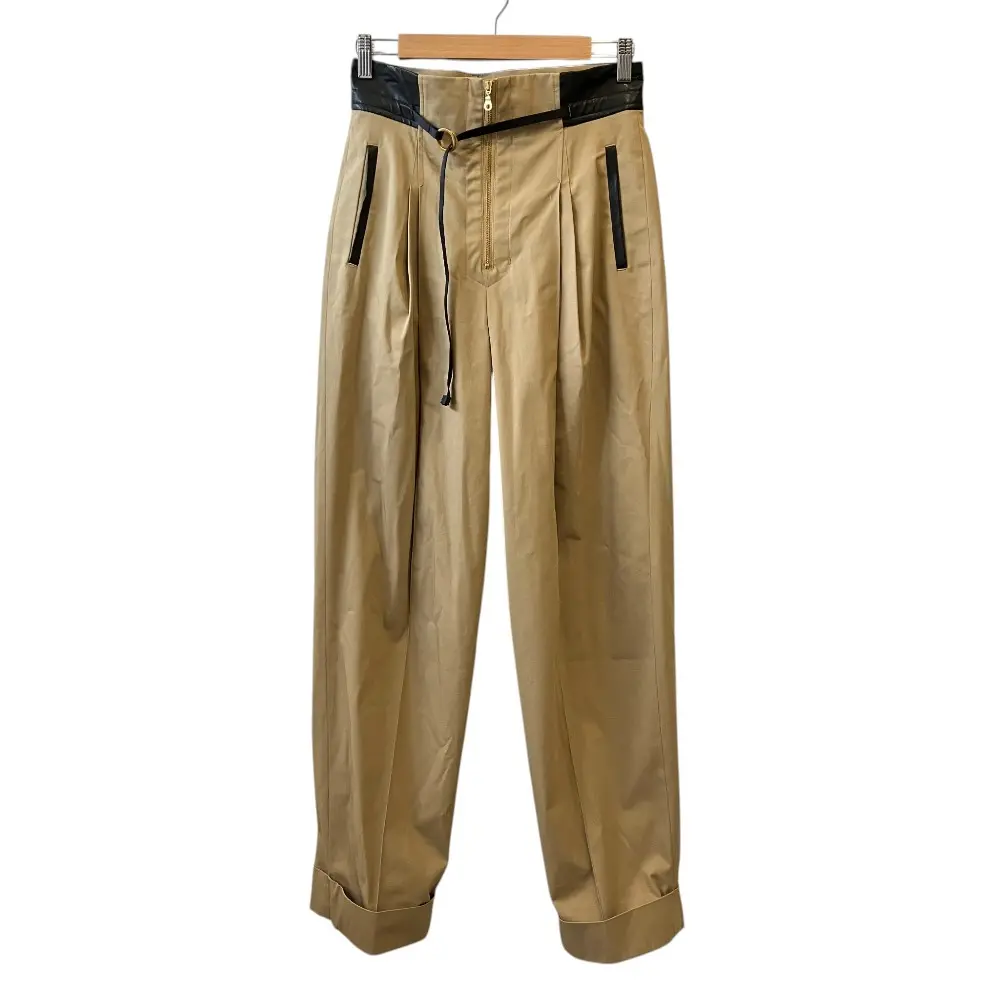 Mame Kurogouchi マメクロゴウチ High Waisted Chino Wide Trousers チノパンツ MM21PF-PT705 サイズ2 ベージュ