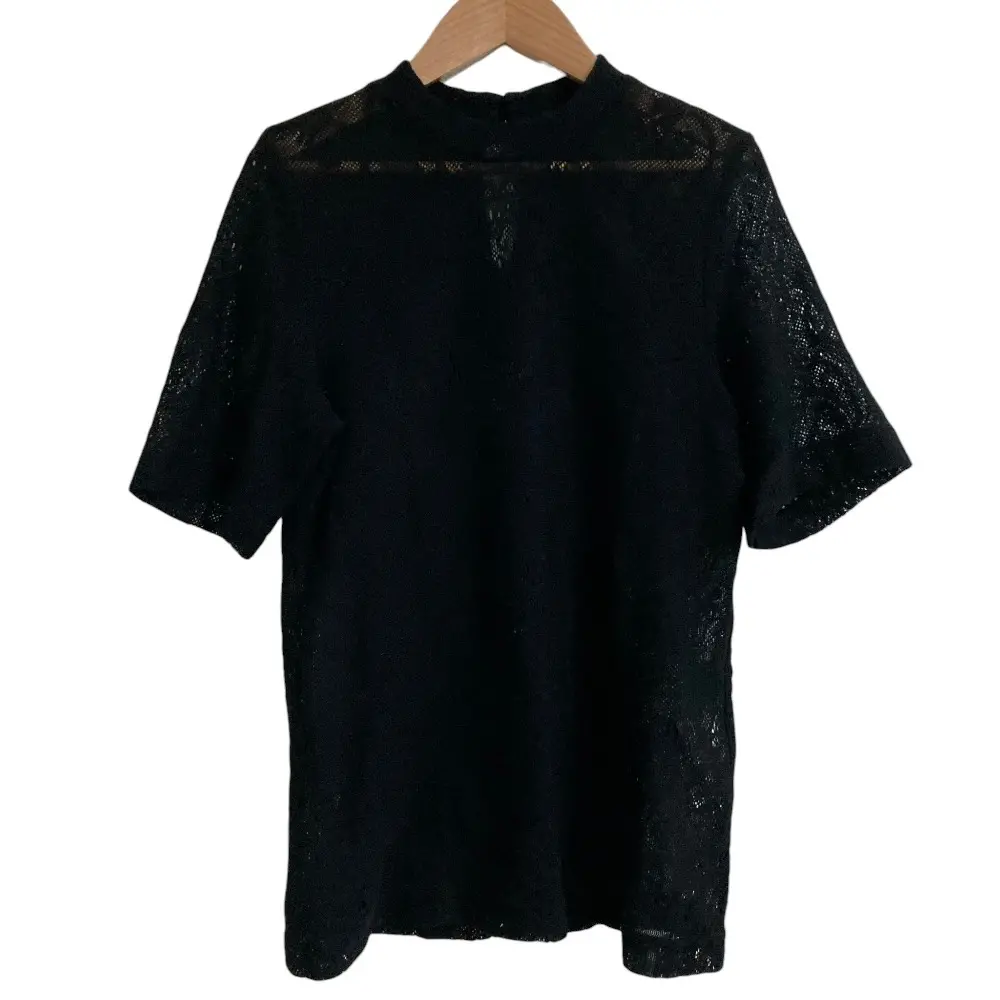 Mame Kurogouchi マメクロゴウチ Curtain Lace Jacquard Jersey Top ショートスリーブ ブラウス MM21SS-JS004 サイズ2 ブラック