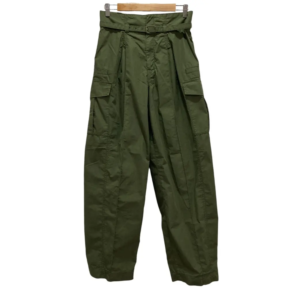 Mame Kurogouchi マメクロゴウチ Cotton Nylon Tucked Cargo Trousers カーゴパンツ MM22PS-PT714 サイズ2 カーキグリーン