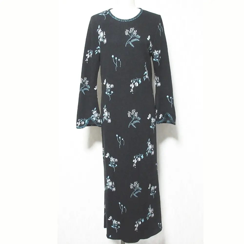 Mame Kurogouchi マメクロゴウチ Floral Jacquard Knitted Dress ワンピース MM22PF-KN729 サイズ2 ブラック