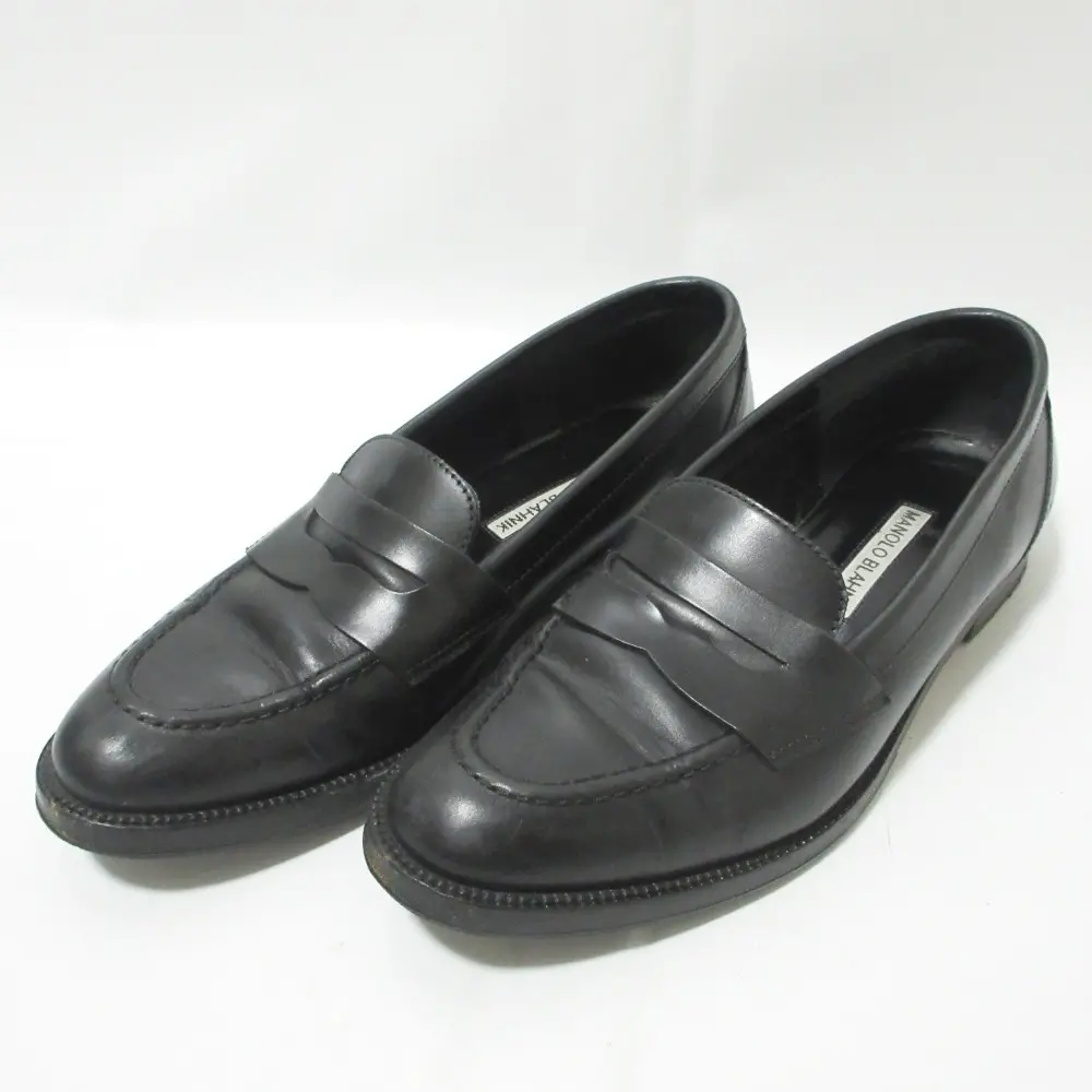 MANOLO BLAHNIK マノロブラニク レザー コインローファー 36 約23cm ブラック