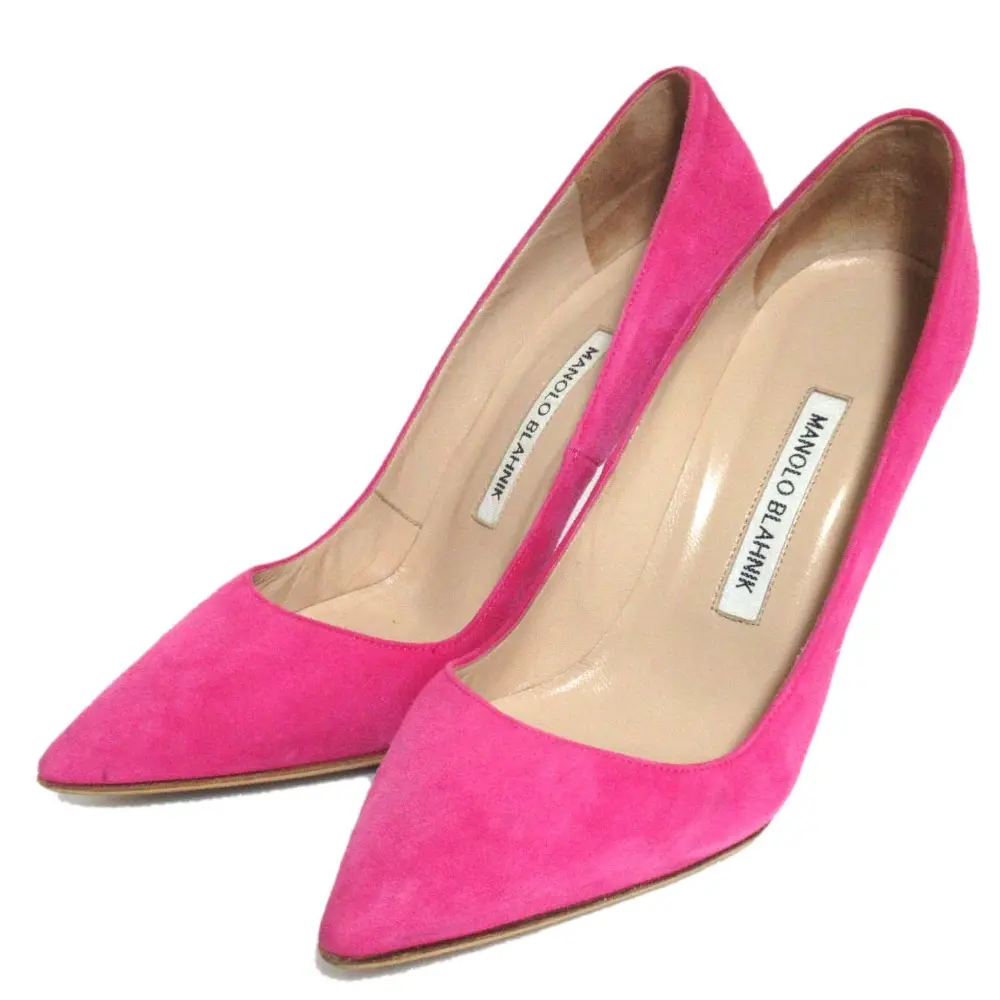 MANOLO BLAHNIK マノロブラニク BB90 スエードレザー ポインテッドトゥ ハイヒール パンプス 37サイズ 約24cm フューシャピンク
