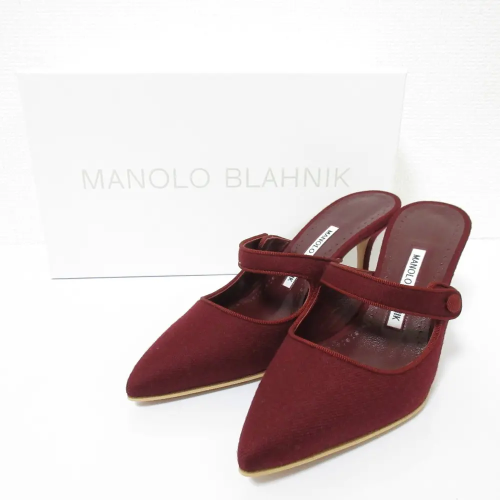 MANOLO BLAHNIK マノロブラニク CAMPARIMU メリージェーン ミュール パンプス サイズ37 約24cm レッド