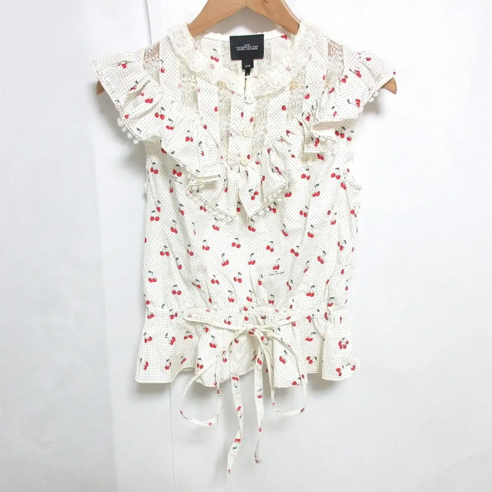 THE VICTORIAN TOP MARC JACOBS ヴィクトリアン マークジェイコブス チェリー柄 ドット レース ブラウス 0 ホワイト