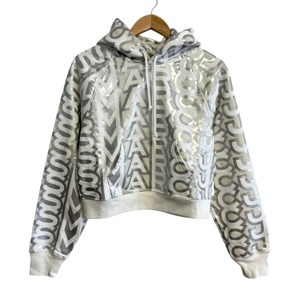 23AW MARC JACOBS マークジェイコブス アイコン モノグラム ジャージ クロップ フーディ スウェットパーカー XS ホワイト