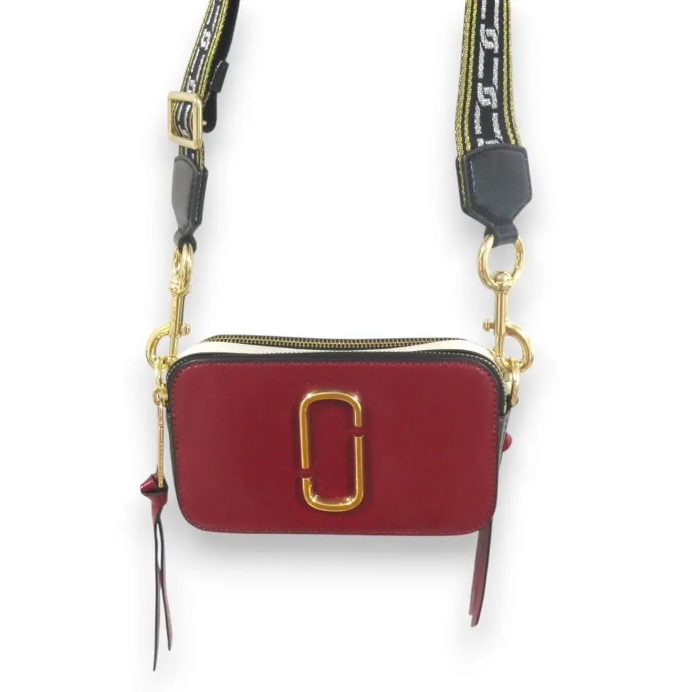 MARC JACOBS マークジェイコブス スナップショット レザー Jマークロゴ カメラバッグ ショルダーバッグ レッド×ホワイト×グレー