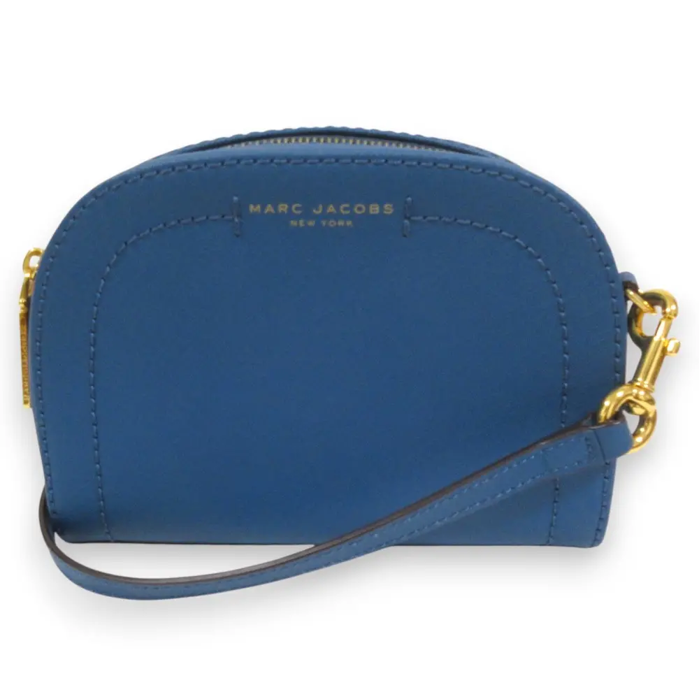 MARC JACOBS マークジェイコブス レザー ハーフムーン クロスボディバッグ ショルダーバッグ ダークブルー×ゴールド金具