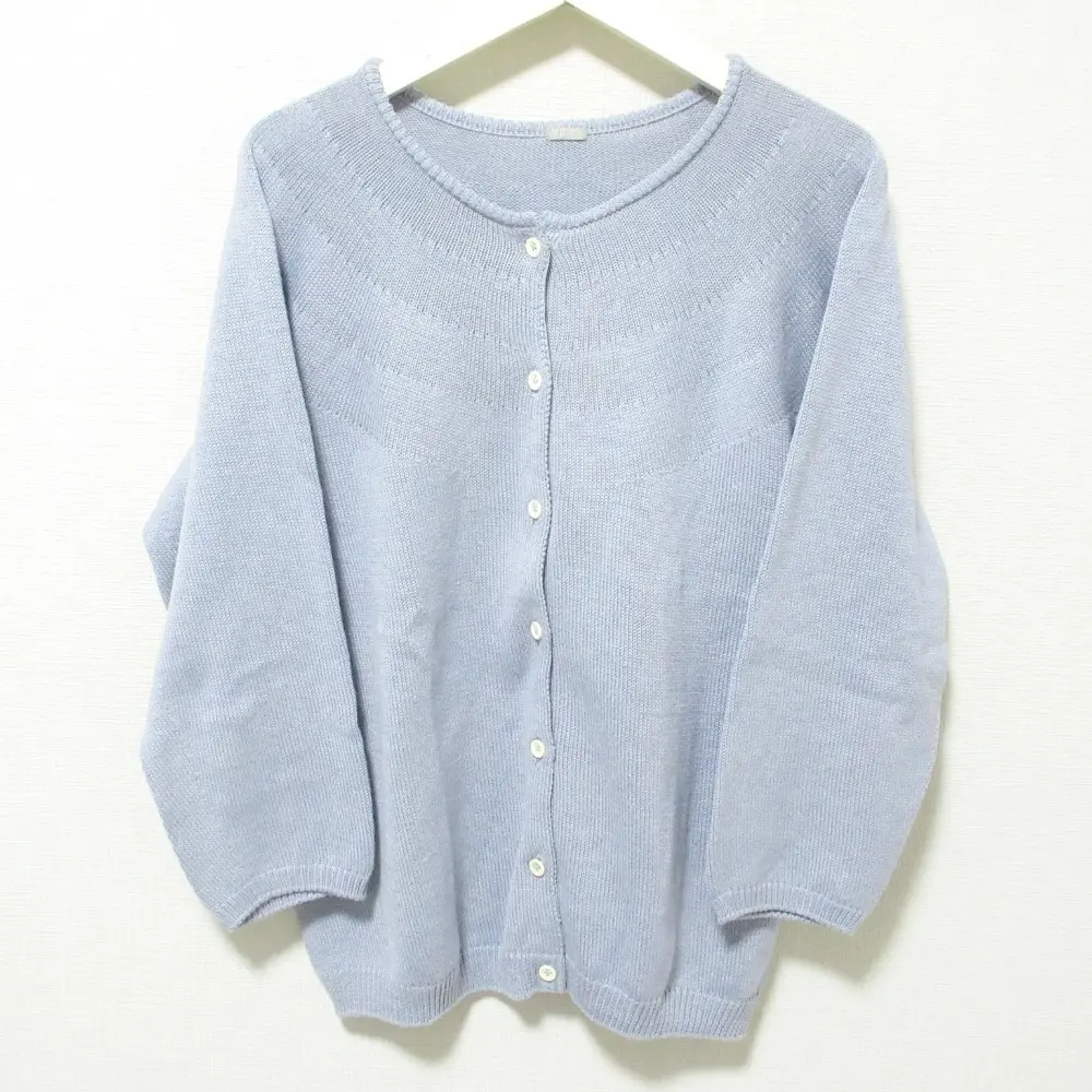 MARGARET HOWELL マーガレットハウエル コットン×シルク ニット カーディガン F ライトブルー
