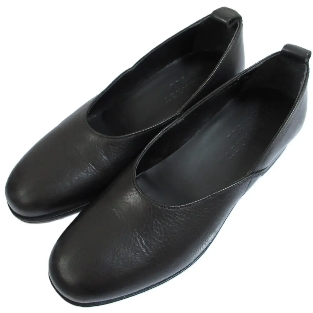 MARGARET HOWELL マーガレットハウエル レザー ラウンドトゥ パンプス スリッポン フラットシューズ 36 23.0cm相当 ブラック