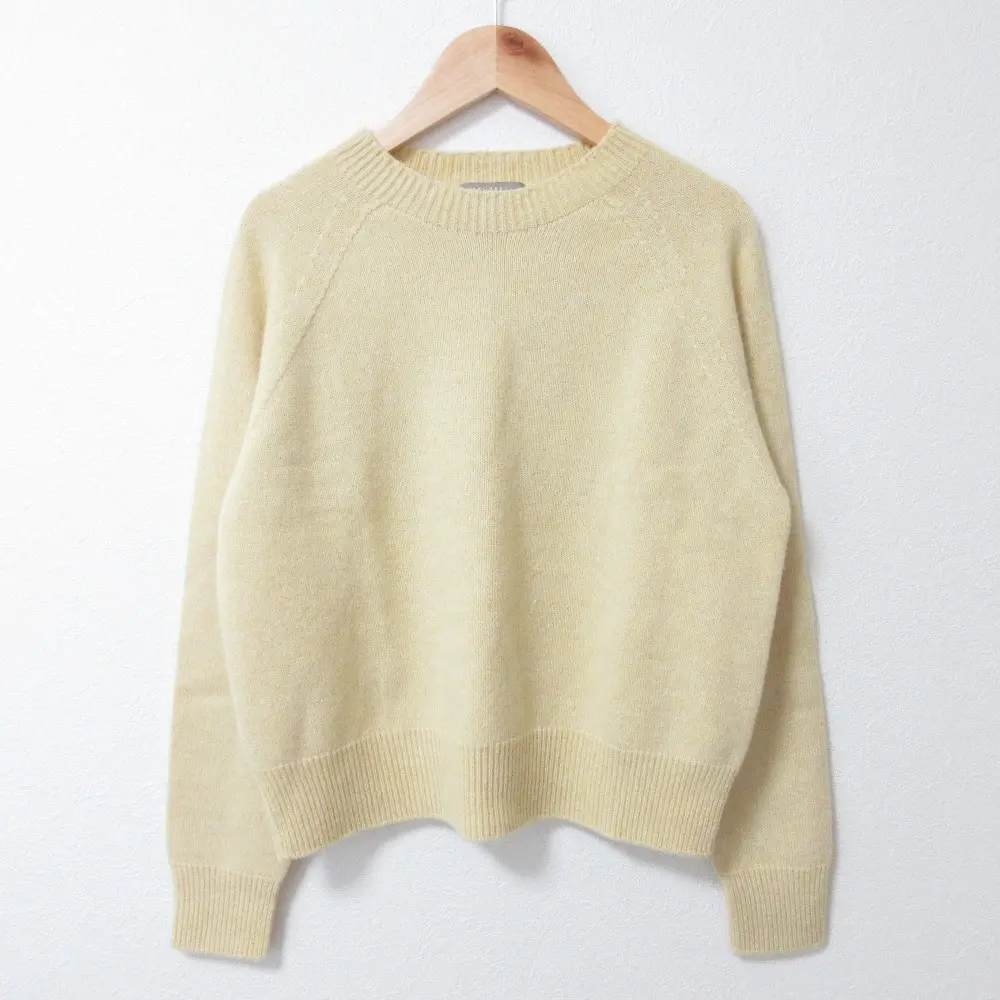 22SS MARGARET HOWELL マーガレットハウエル ウール×コットン クルーネック 長袖 プルオーバー ニット セーター 2 イエロー