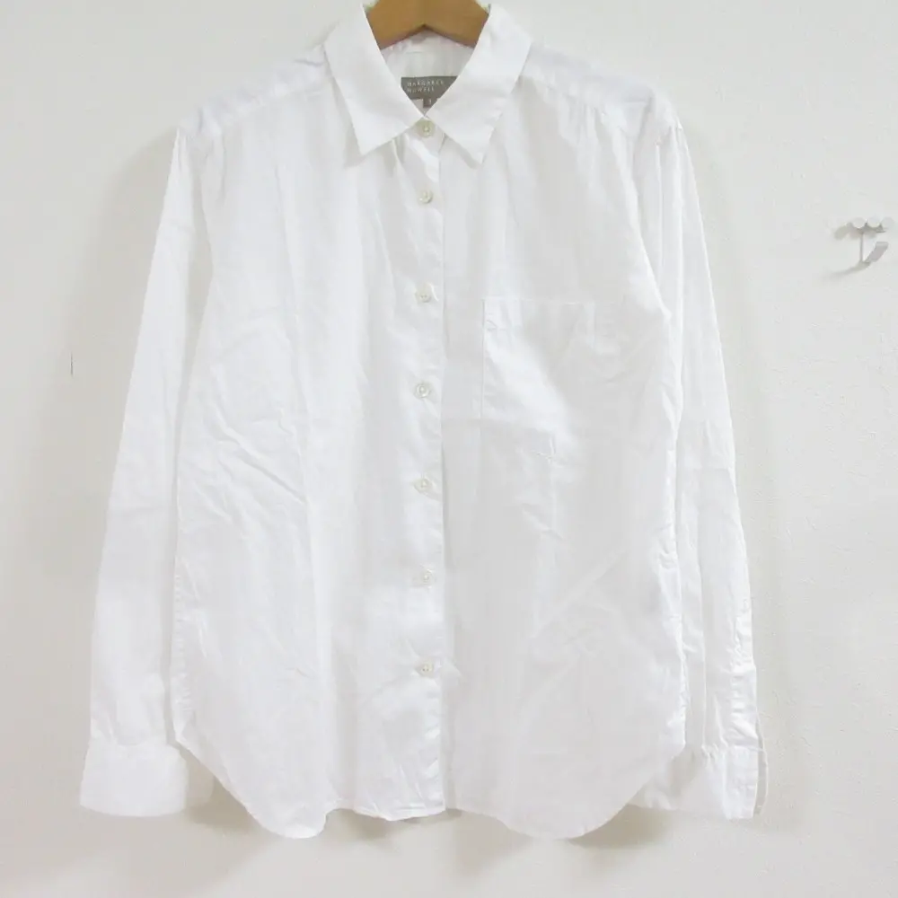 MARGARET HOWELL マーガレットハウエル コットン100％ 胸ポケット 長袖 シャツ ブラウス 2 ホワイト