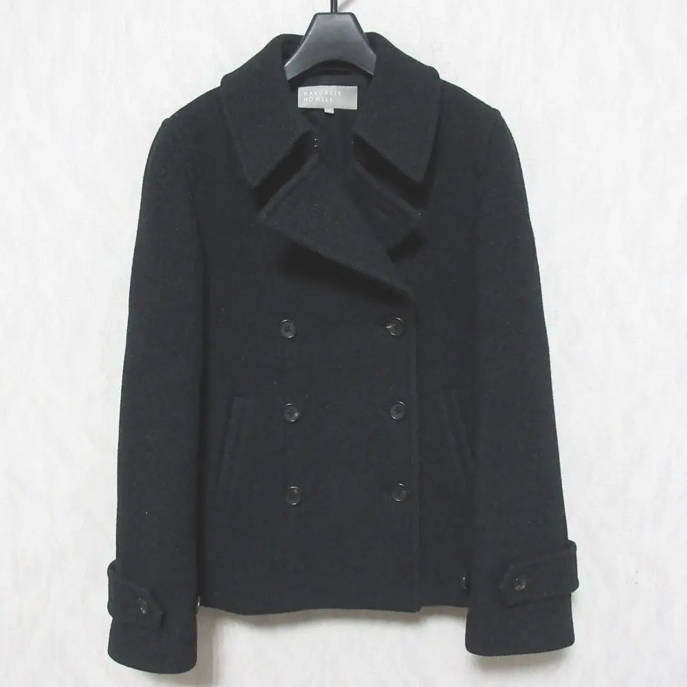 MARGARET HOWELL マーガレットハウエル カシミアブレンド ダブルブレスト ピーコート Pコート 3 ブラック