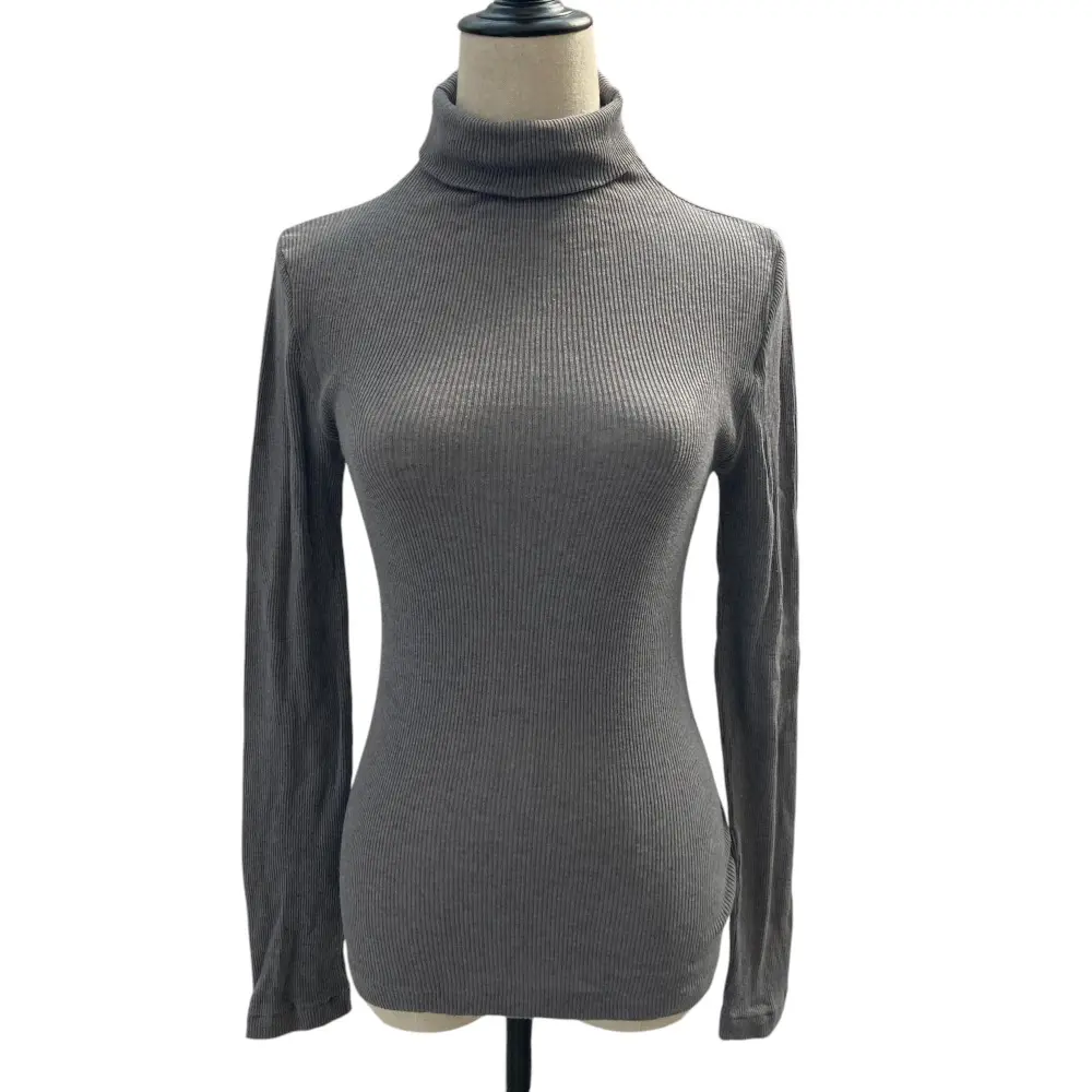 22AW MARGARET HOWELL マーガレットハウエル ウールブレンド タートルネック リブニット セーター 589-2269003 F グレー