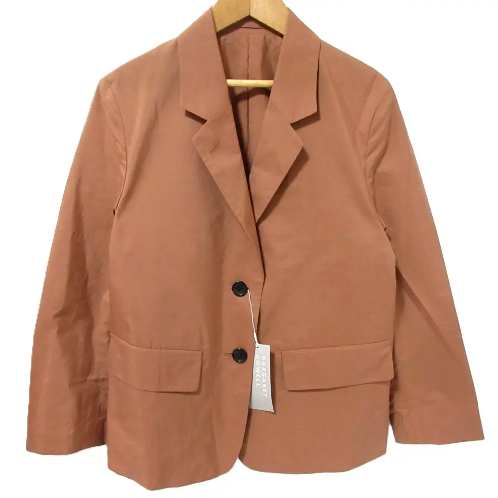 23SS MARGARET HOWELL マーガレットハウエル COTTON SILK POPLIN シルクブレンド テーラードジャケット サイズ1 ブラウン
