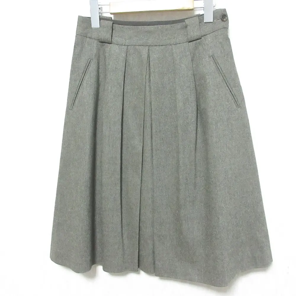 MARGARET HOWELL マーガレットハウエル ×FOX BROTHERS フォックスブラザーズ 別注 ひざ丈 タック フレアスカート 1 グレー