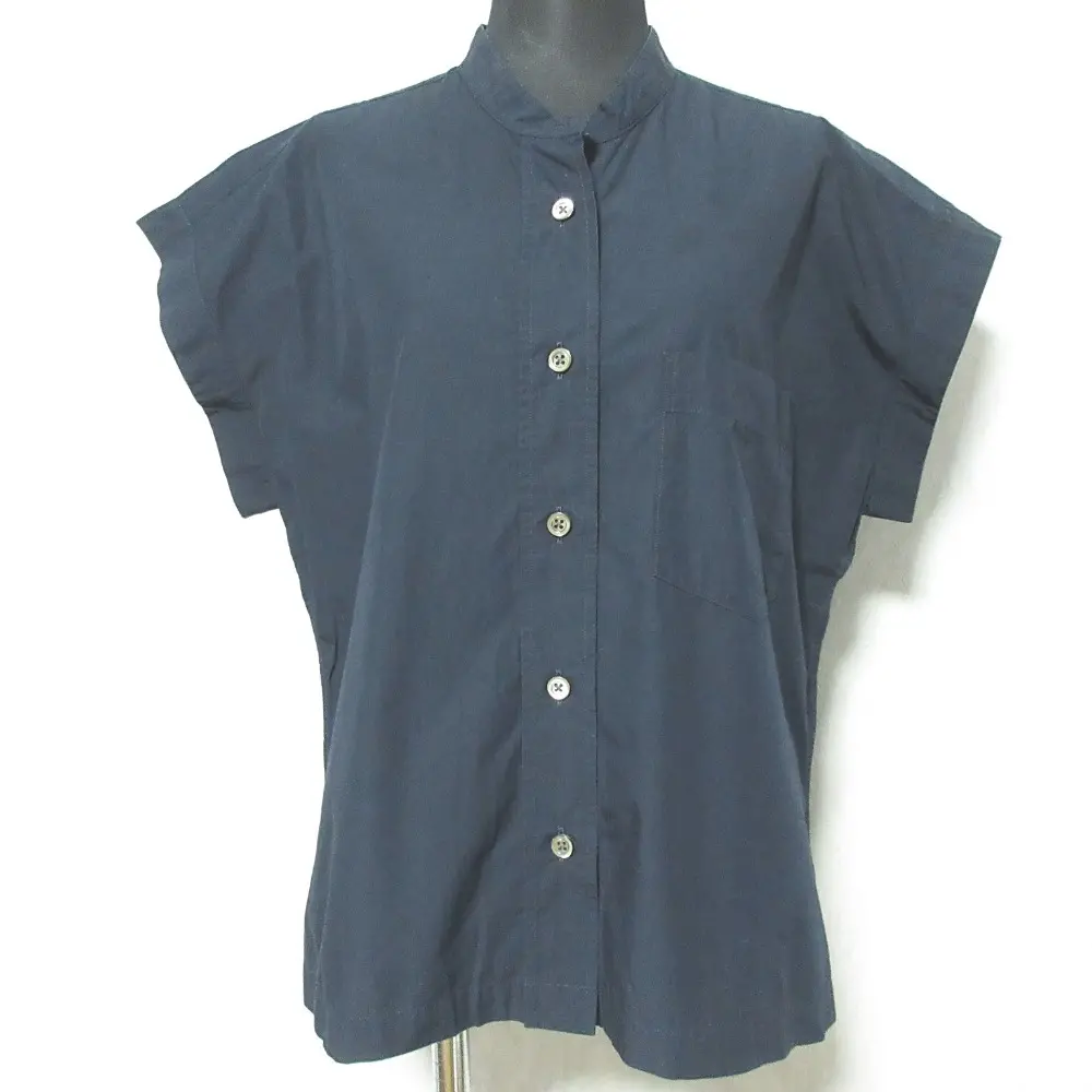 MARGARET HOWELL マーガレットハウエル カラーレスショートスリーブシャツ 578-0151670 2 ネイビー