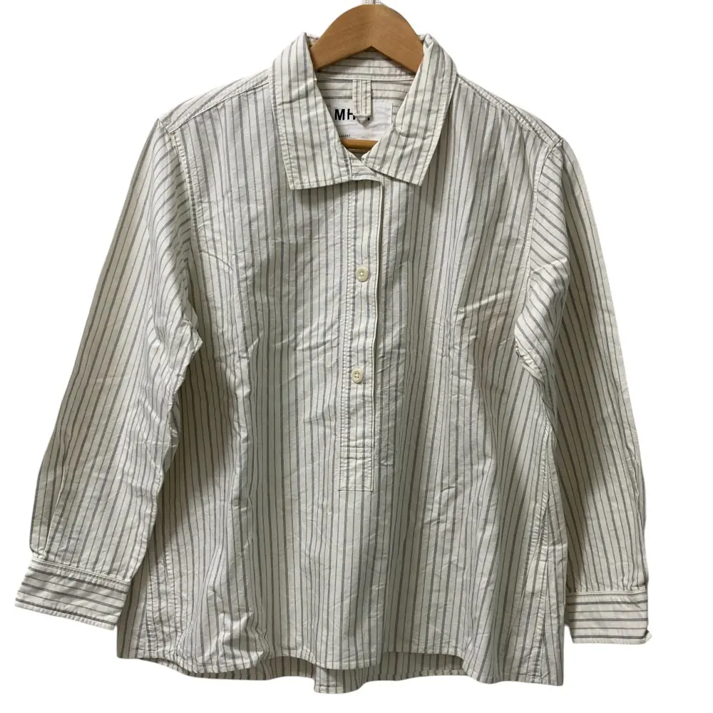 MHL MARGARET HOWELL マーガレットハウエル ストライプ柄 長袖 シャツ ブラウス 2 オフホワイト